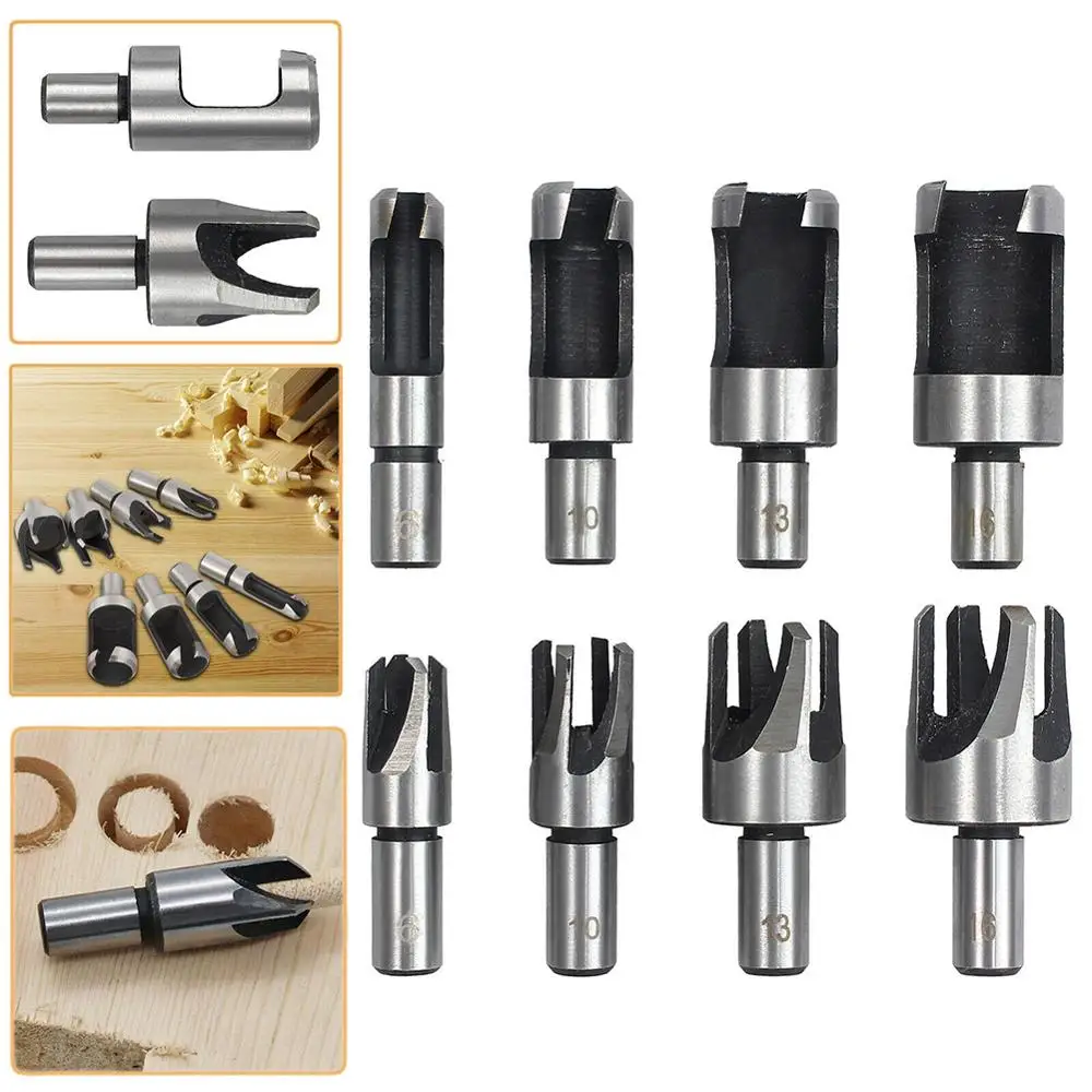 

4Pcs/Set Carbon Steel Round Wood Plug Hole Cutter Cutting Drill Bits Set Dowel Maker Tool Hole Cutter Drill 6mm-16mm