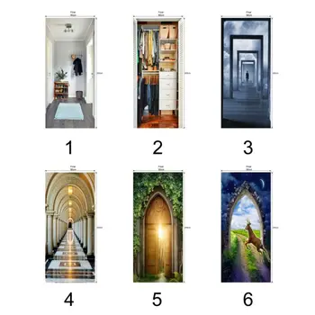 

Fashion Stereo DIY Simulation Door Sticker 3D Wall Mural Removable Self-adhesive Wallpaper For Home Door Decorative zh1