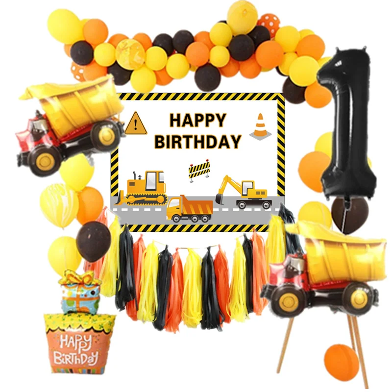 Boy Birthday Party Decorations Construction Balloon Banner Dump Truck Balloon Garland Baby Shower Fire Truck Balloon Arch Kit
