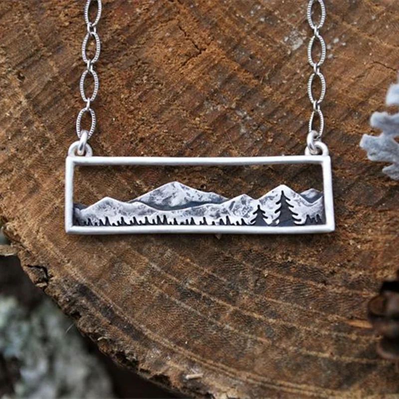 Gama de la montaña de pino árboles colgante collar Wanderlust joyería de paisaje declaración collares para las mujeres accesorios regalo de Navidad