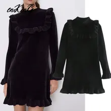 Зимнее английское элегантное платье с оборками из синели, простое однотонное вязаное платье для женщин, vestidos de fiesta de noche vestidos blazer