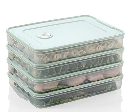 four layers Пластиковый холодильник ящик для хранения продуктов питания клецки контейнер держатель Органайзер 2-4 слоя(прозрачный цвет - Цвет: four layers
