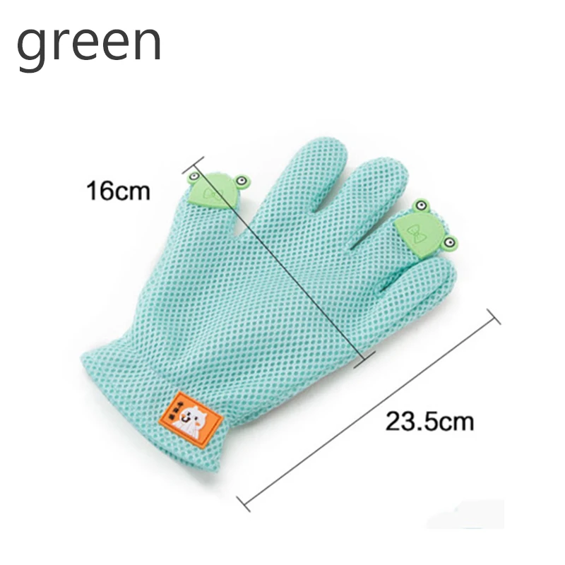 green Silicone cat grooming glove cats wool glove Pet Hair Deshedding Brush Comb Glove For Pet Dog Cleaning Massage Glove For Anima - Цвет: green