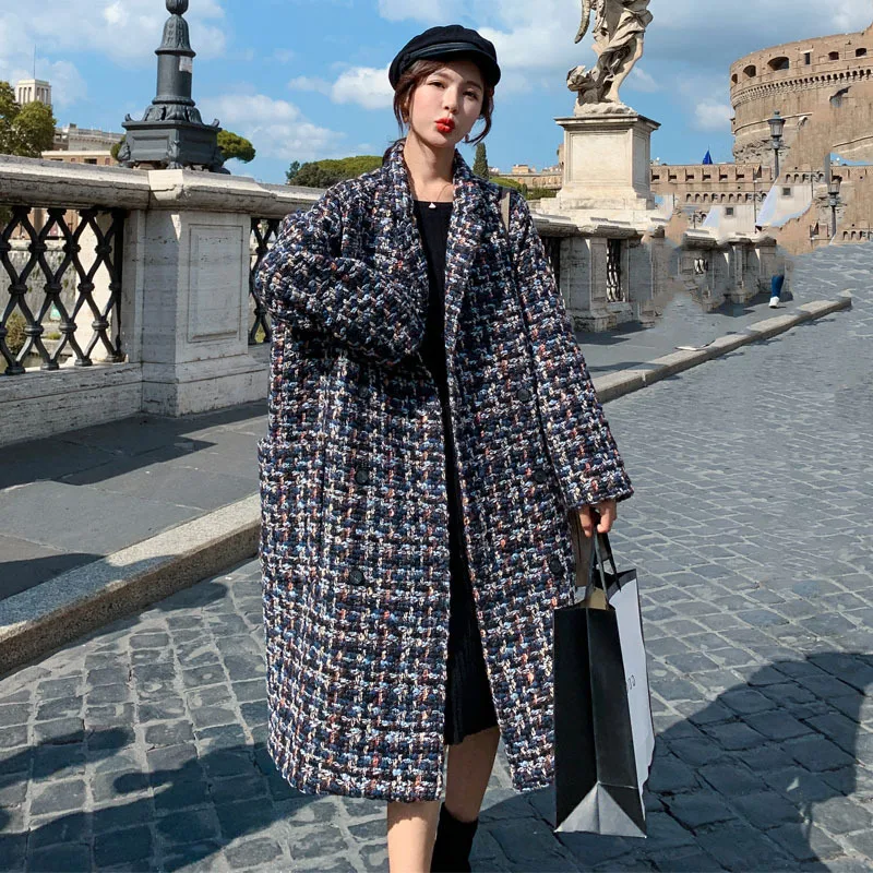 

Woolen Jacket Women's 2020 New Style Winter Korean-style Mid-length over-the-Knee Loose-Fit Slimming Tweed Popular Overcoat Wome
