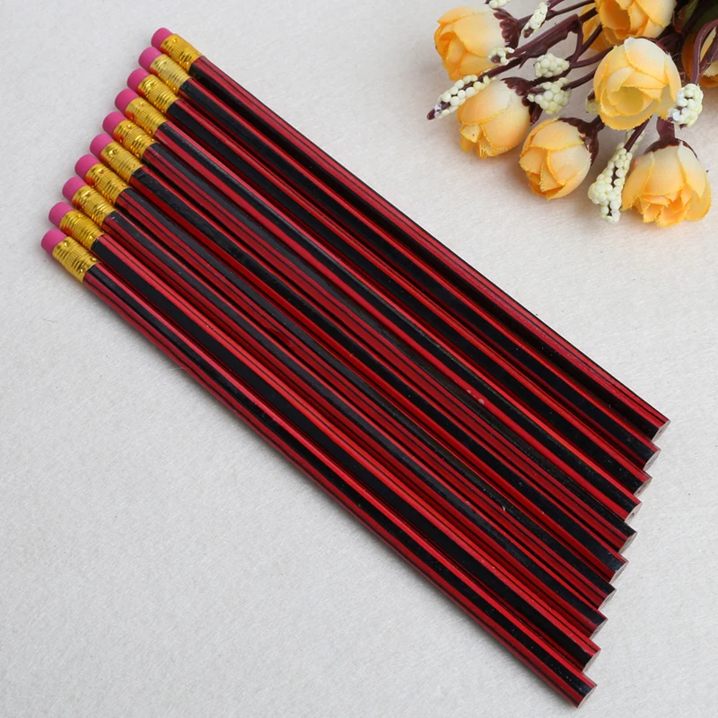

10Pcs HB Pencil Set with Eraser Tips Unsharpened Stationery Blacklead Wooden
