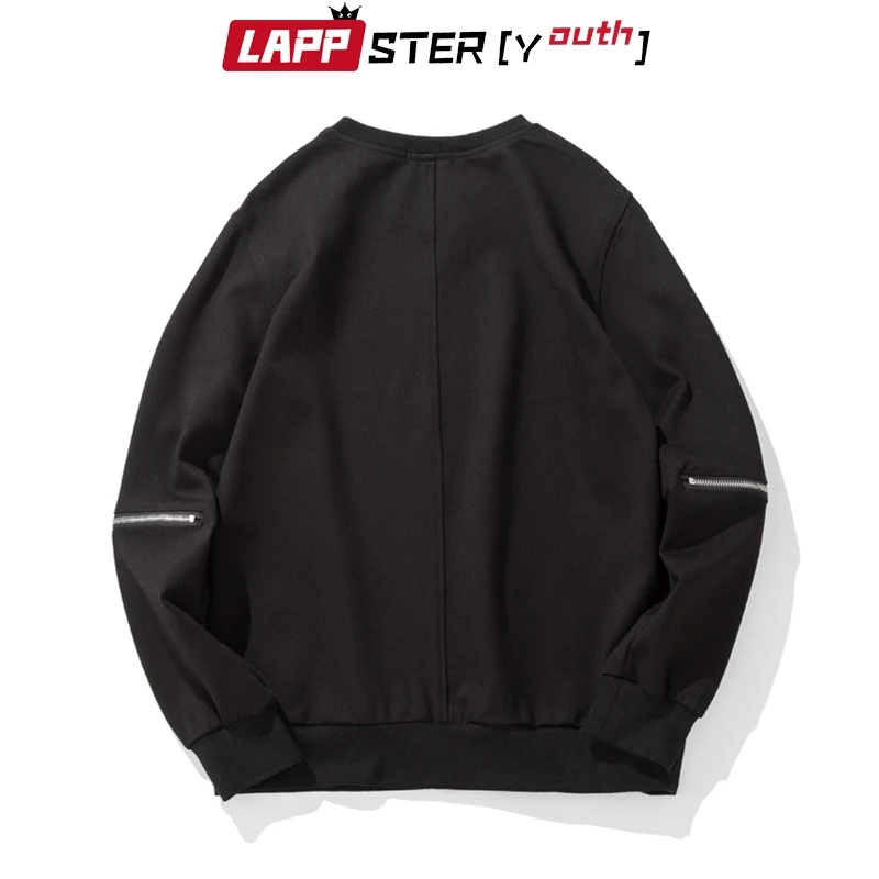 LAPPSTER-Youth мужские черные толстовки на молнии Harajuku осенние мужские японские уличные толстовки мужские хлопковые женское худи
