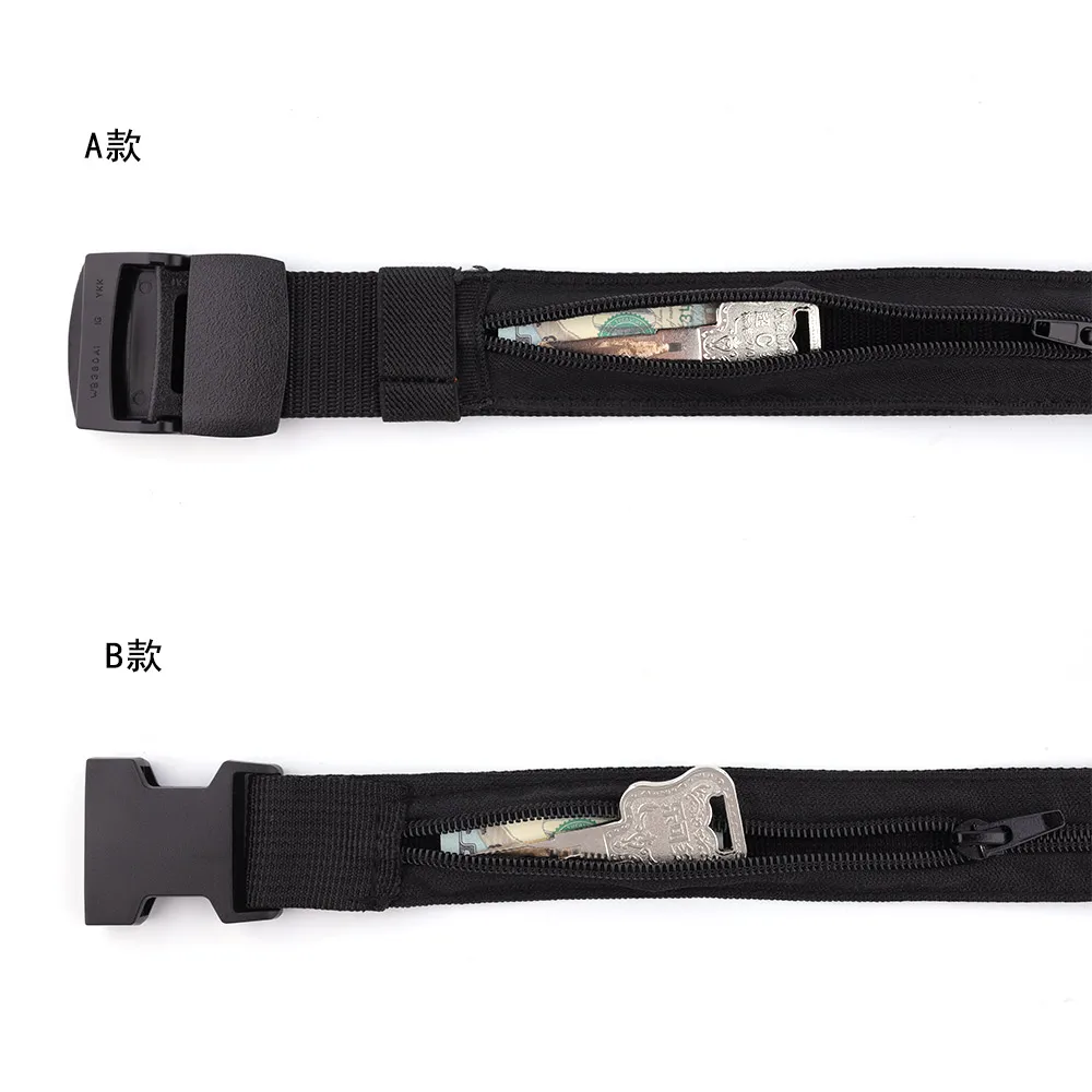 Nylon Webbing Waist Belt with Anti-theft Hidden Money Bag , Invisible Wallet, Mens Belts Casual, Travel Safety Anti-theft