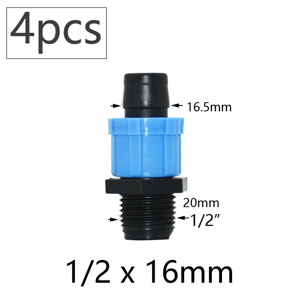 16mm 5/8'' Drip Irrigation Tape Shut-Off Valve Elbow Tee End Plug Thread Lock Connector Garden Watering Pipe Hose Joints 