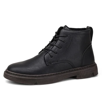 

2020 New Men Boots Leather Waterproof Lace Up Military Boots Men Winter Ankle Lightweight Shoes for Men Autumn Winter Casual