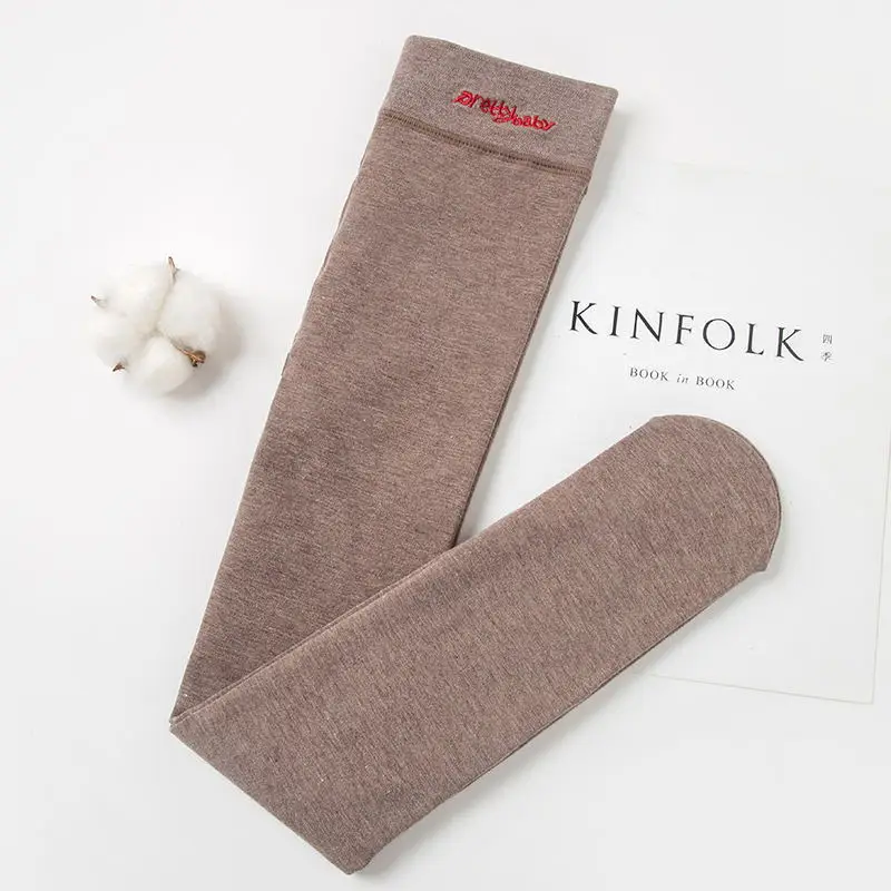 coffe socks Зима-осень, плотные теплые леггинсы для девочек, детские штаны, одежда для детей, однотонные леггинсы для танцев - Цвет: coffe socks