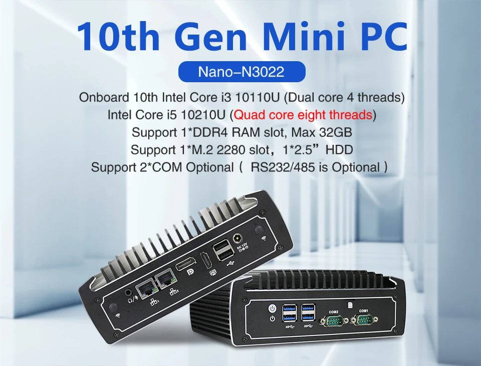 Yanling Fanless Intel Core I3 1010u Mini PC - 2 LAN Ports, Windows 11 OS Description Image.This Product Can Be Found With The Tag Names Barebone Mini PC, Computer Office, Pc