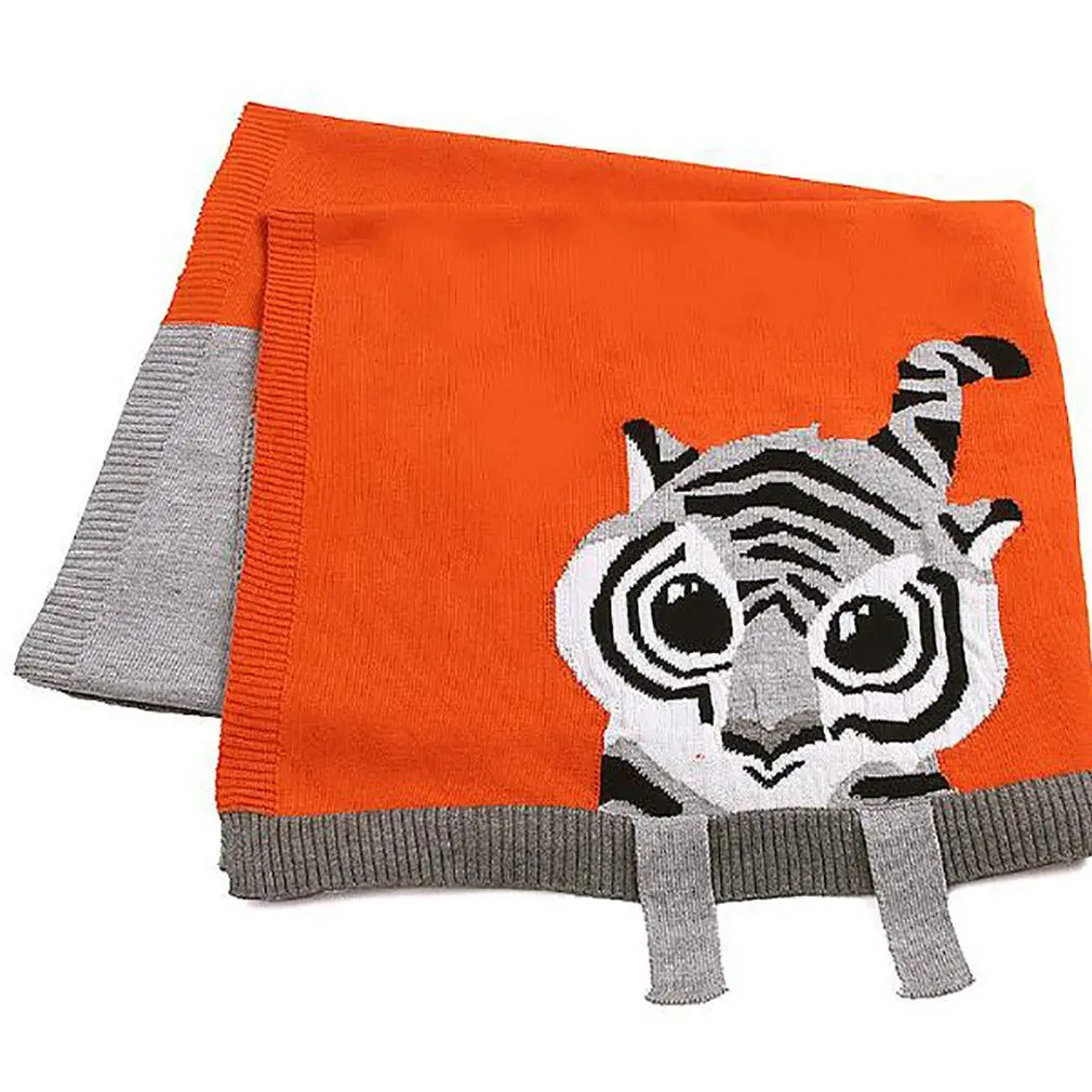 Cartoon Tiger Printed Baby Blanket Knitted Newborn Baby Swaddle Wrap Blankets Super Soft Toddler Infant Bedding Quilt Blankets - Цвет: Оранжевый