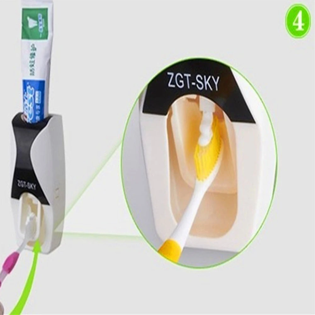 Toothpaste Dispenser Toothbrush Holder Toothpaste Squeezer 2PC Automatic Toothpaste Dispenser Wall Mount Dust-proof Toothbrush Holder Wall Mount Bathroom Accessories Set