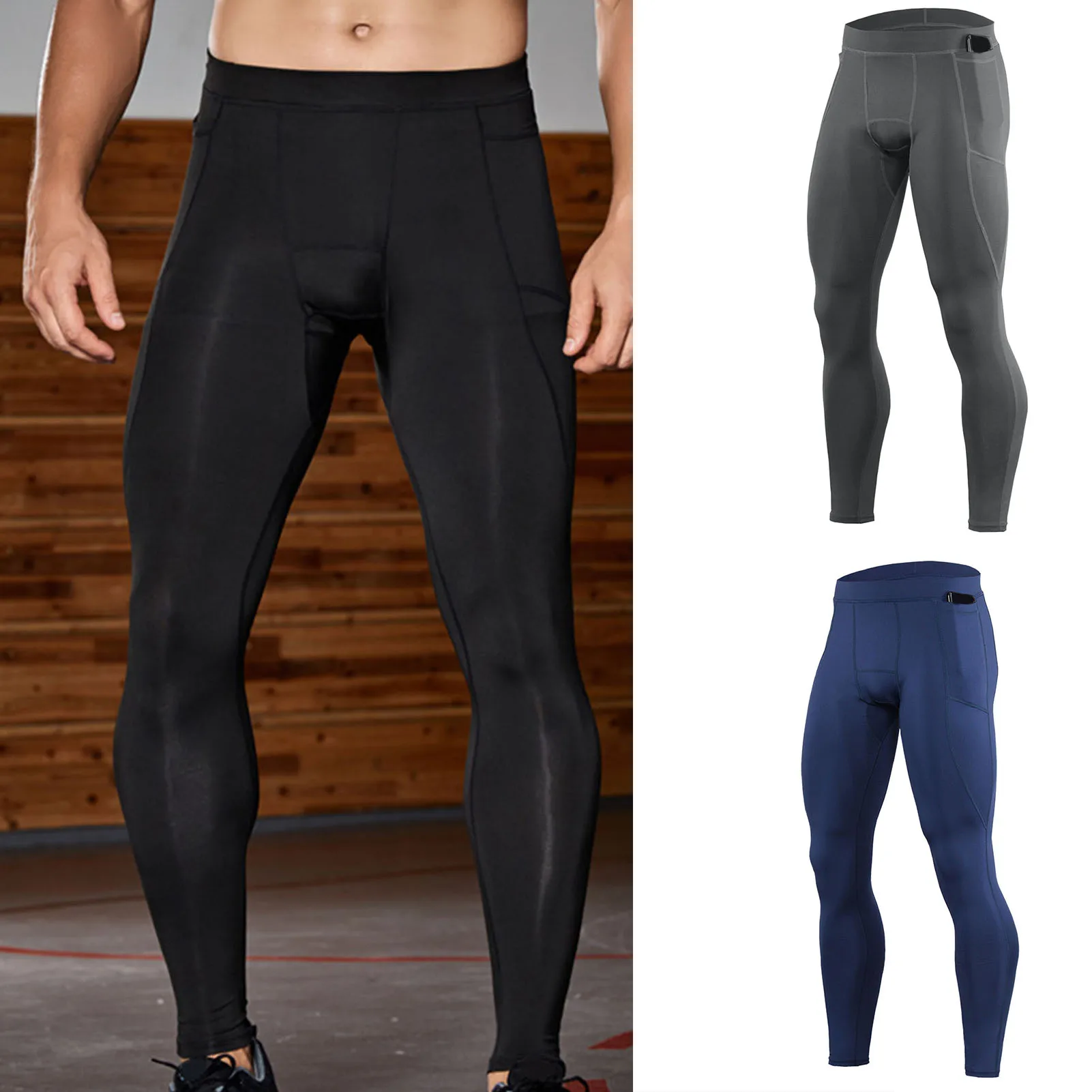 Men Chic Solid Color Compression Pants 