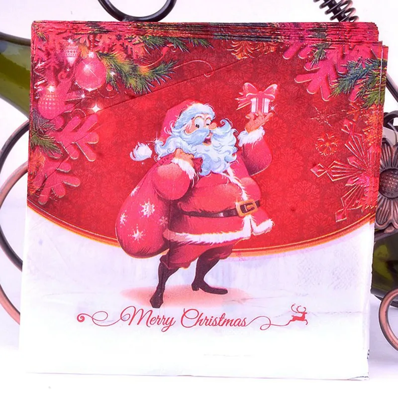 

20Pcs/Set Creative Snowman Beautiful Printing Napkins Xmas Napkins Christmas Table Napkin for Party