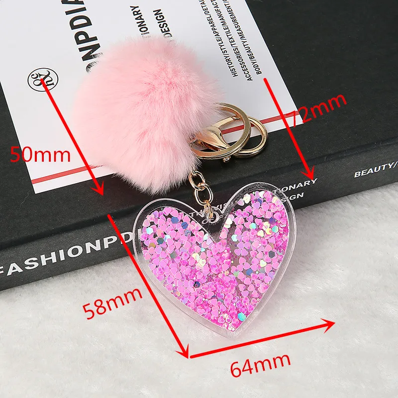 Bling Bling Heart Bag Charm Keychain Sparkling Heart Charm 