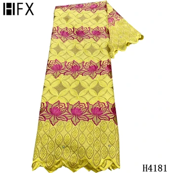 

HFX Latest African Laces 2020 High Quality Yellow Swiss Voile Lace In Switzerland Swiss Lace Fabric Dry Cotton Lace Fabric F4181