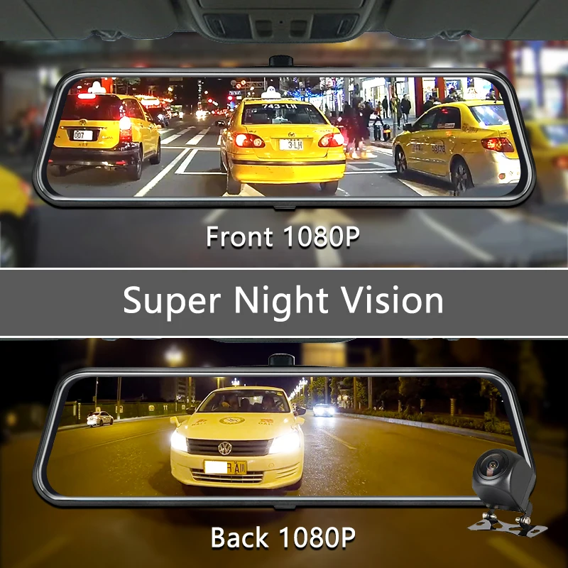 OLESED T95S, 10 дюймов, ips экран, Автомобильный видеорегистратор, зеркальная камера, видеорегистратор, двойной объектив, автомобильная камера, Full Hd, привод, рекордер, поток, зеркало заднего вида