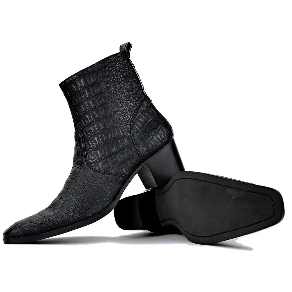 crocodile print chelsea boots