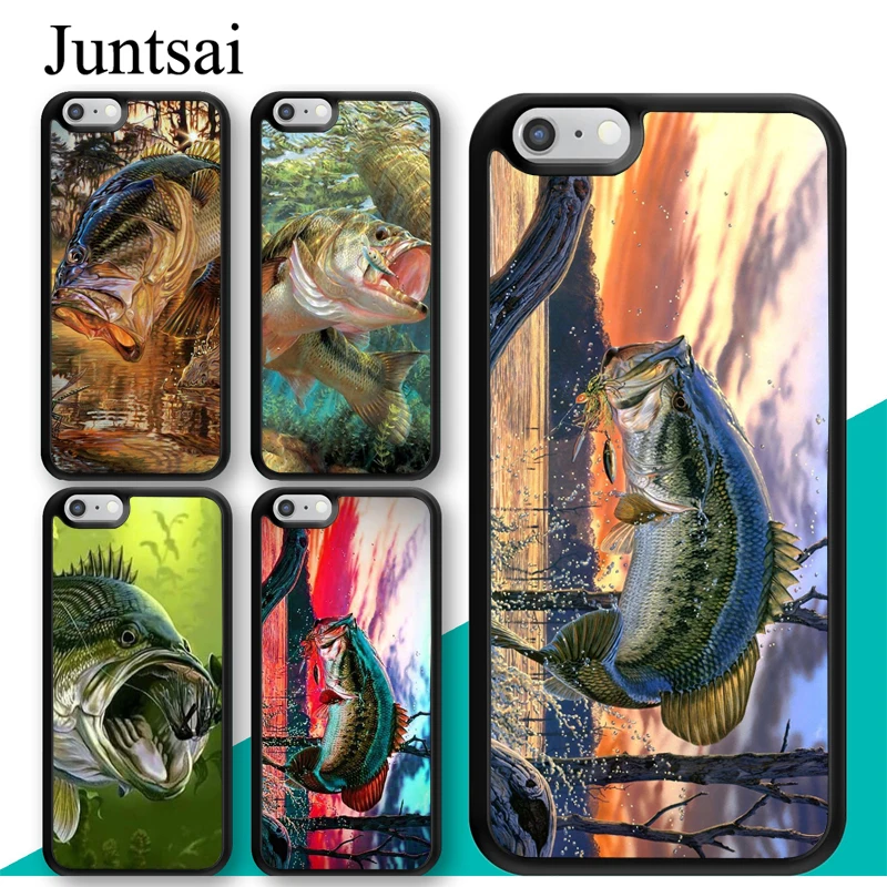 Bass FISHING FISH Printed Case For iPhone 13 11 12 Pro Max mini SE 2020 X XR XS MAX 6S 8 7 Plus Back Cover Capa | Мобильные телефоны