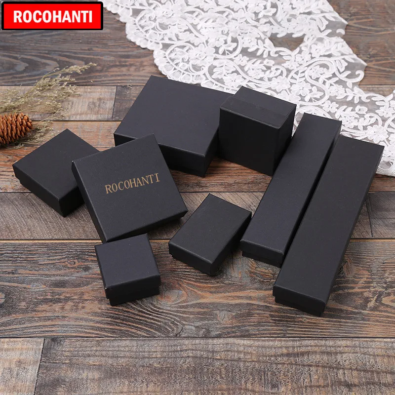 

50X Custom Logo Printed Black Paper Jewelry Storage Gift Box for Ring Necklace Watch Underwear Socks Cosmetic Packaging