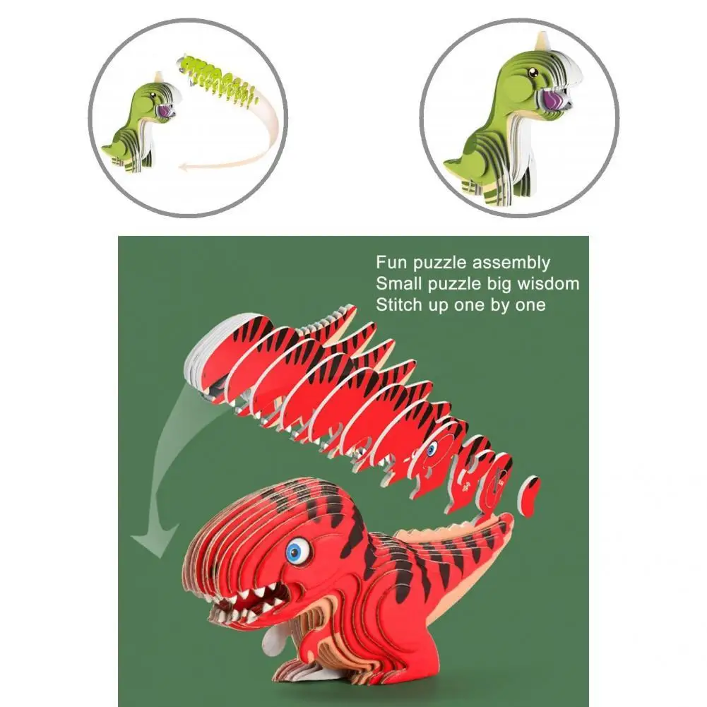 Baby Toy Montessori 3D Puzzle DIY Jigsaw Board Wooden Puzzle Dinosaur Animal Handmade Educational Assembly Toy Gift for Children 3