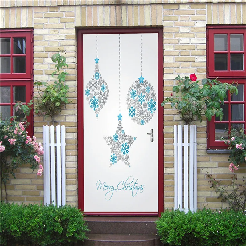 Наклейка на дверь Рождественская елка обои ПВХ самоклеющиеся водонепроницаемый плакат съемные настенные художественные наклейки домашний декор deurposter
