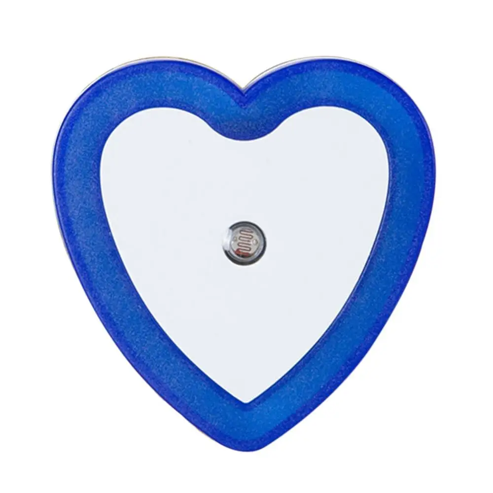 Интеллектуальный светодиодный ночник с индукцией, автоматический светильник с датчиком, светильник для спальни, белый/синий/желтый/розовый, штепсельная вилка стандарта США/ЕС, 110-220 В - Испускаемый цвет: Blue Heart