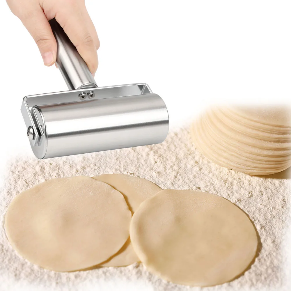 

Embossing Rolling Pin Baking Stainless Steel Pastry Pizza Fondant Bakers Roller Metal Baking Dough Pizza Pie Cookies Kitchen