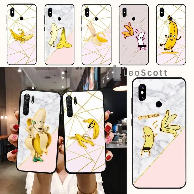 

marble Cartoon Finger Funny Banana Phone Case For Xiaomi Redmi 7 8 9t a3 9se k20 mi8 max3 lite 9 note 9s 10 pro