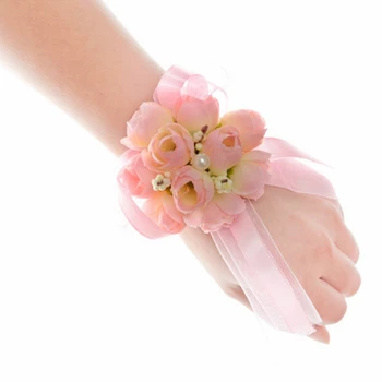 

HotNew Arrival 5pcs Wedding Decoration Beautiful Elegant Bridesmaid Wrist Flower Pearl Decoration Wedding Party Prom Hand Flower