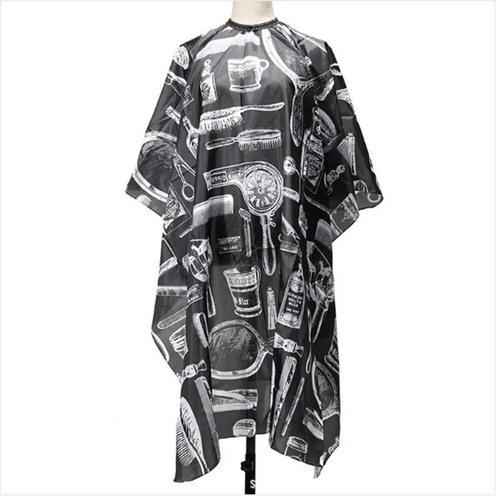 Hand Mirror Scissors Comb Premium Cloth Printing Waterproof Non-Stick Haircut Cloth Scarf Black