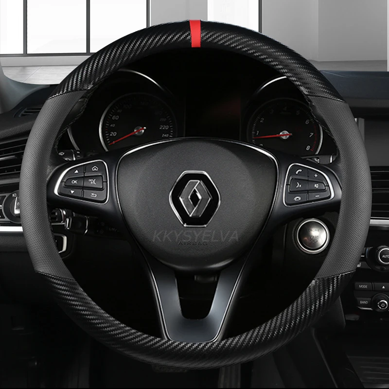 Volante per auto Coprivolante in pelle 38 cm per Renault Clio Fluence Megane Laguna Talisman Captur Kadjar Kaptur Koleos Scenic Espace - Image 2