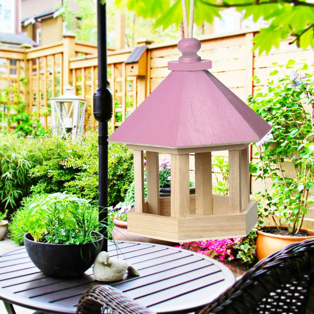 Mangeoire à oiseaux en bois, Abreuvoir pour jardin, cour, décor de jardin,  toit extérieur, mangeoires à oiseaux - AliExpress