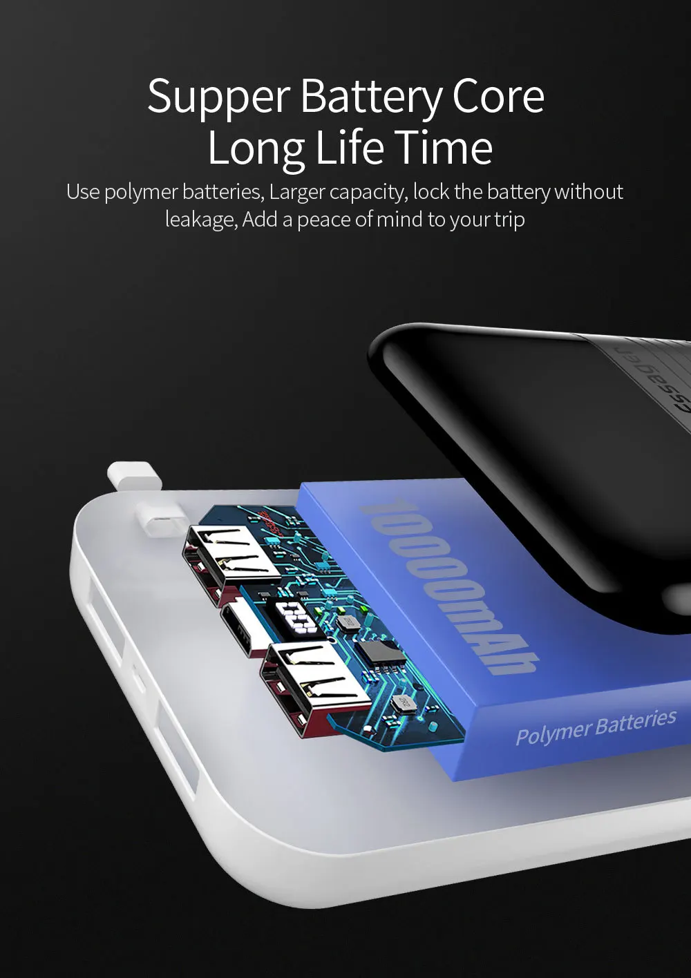 Essager Mini power Bank 10000 мАч для Redmi Note 8 Pro, маленький внешний аккумулятор 10000 мАч, внешний аккумулятор, портативное зарядное устройство, повербанк