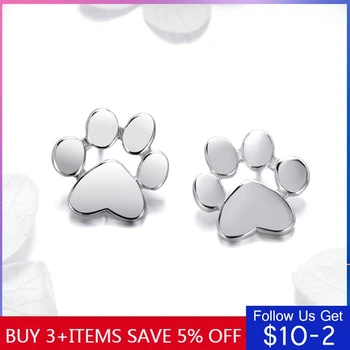 

CodeMonkey 925 Sterling Silver Animal Dog Cat Paw Stud Earrings for Women Footprints Valentine's Day Gift CME407