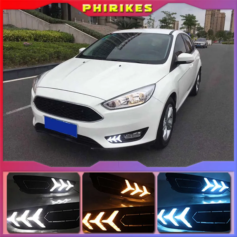 

1Pair for Ford Focus 4 2015 2016 2017 2018 LED DRL daytime running light Bumper Front Fog lamp yellow Turn Signal