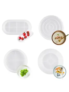 

Silicone Large Soap Dish Resin Mold Oval Round Tray Molds DIY Jewelry Tray Molds