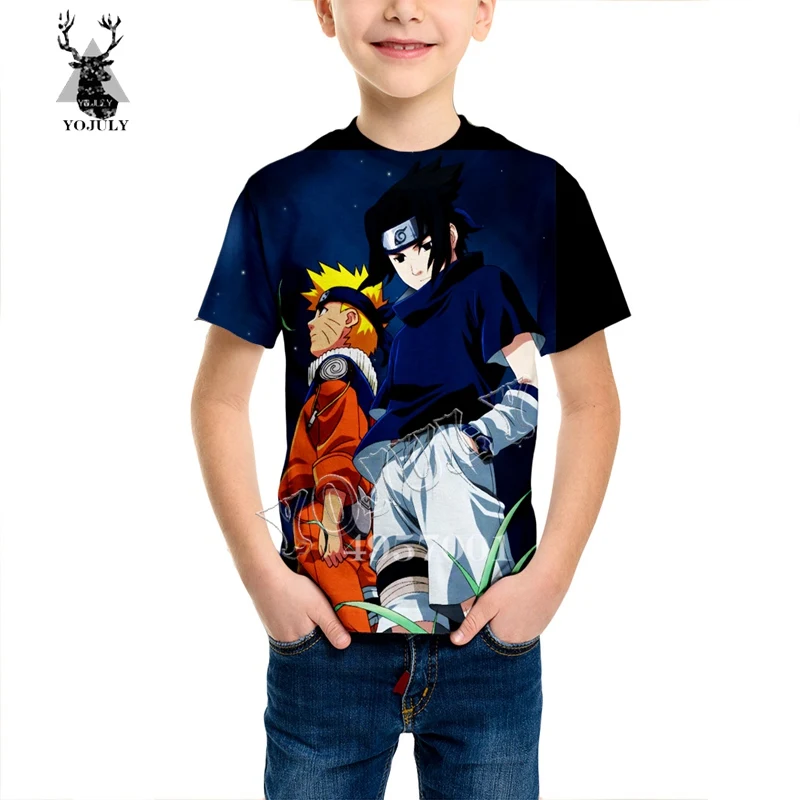 

YOJULY 3D print Anime Uchiha Sasuke Uzumaki Naruto Harajuku t shirt Girl boy Fashion Casual T-shirt children Short Sleeve Y164