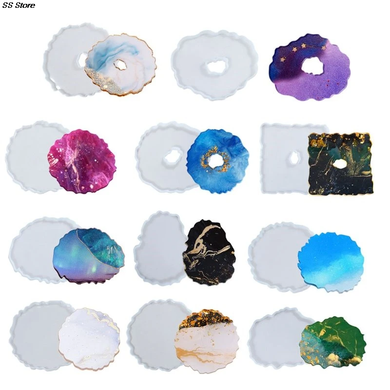 

11Pcs Irregular Round Wave Shape Silicone Geode Coaster Resin Molds for DIY Making Resin Coaster Molds Art Craft Tools