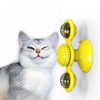 

Windmill Cat Toy With Led Ball Soft Massage Kitten Educational Pet Tickle Scratching Turntable Teasing Interactive Cat Toy