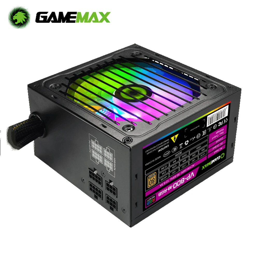 Gamemax Power Supply Rgb Psu True Rated 800w Semi Modular 80 Plus
