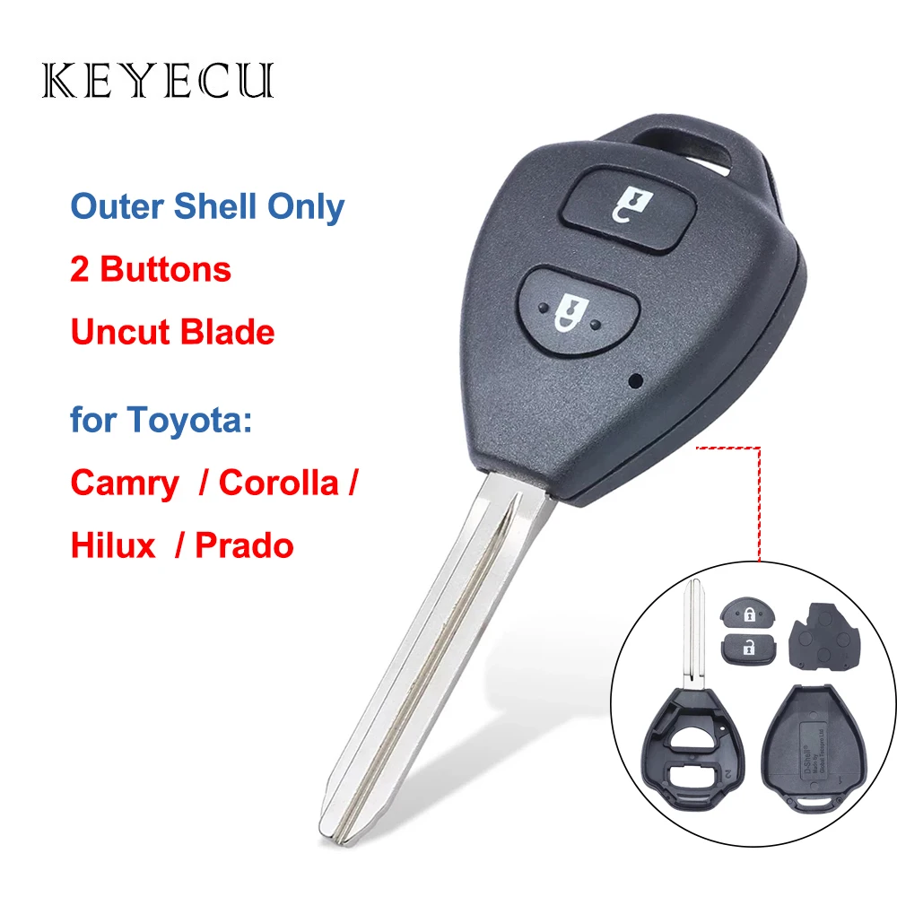 

Keyecu Replacement Remote Car Key Shell Case Cover 2 Buttons TOY43 Blade for Toyota Camry Corolla Hilux Prado