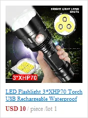 Outdoor Hiking Lantern Mini Flashlight USB LED Torch Use 18650/26650 Battery Bright Lamp XHP50 Flashlight Zoomable LED Lamp