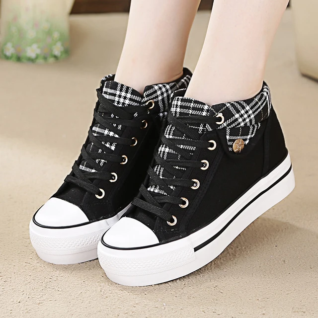 Girls Uniform Lace Up Canvas Sneakers