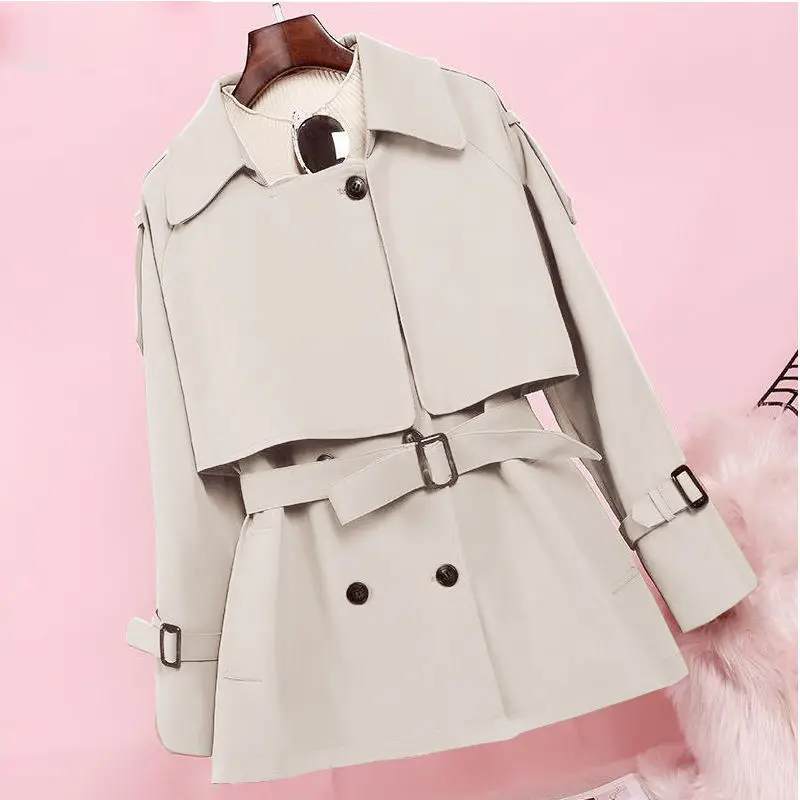 

In autumn 2020, the new mid-length windbreaker, female fat sister, short coat, slim and thin, British Coat