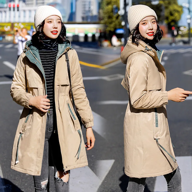 

Autumn & Winter WOMEN'S Dress 2019 Hooded Cardigan Zipper Waist Hugging plus Thick Cotton Casual Versatile Loose-Fit Mid-length