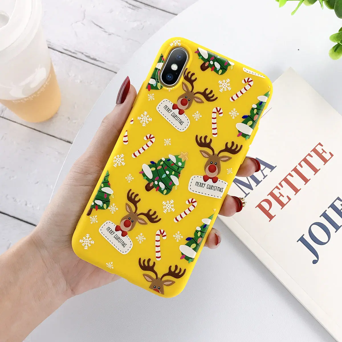 Yellow Ottwn чехол для телефона с рождественским рисунком для iPhone 11 Pro Max 7 8 6 6s Plus XR X XS Max 5 5S SE милый чехол из мягкого силикона с изображением лося - Color: Yellow