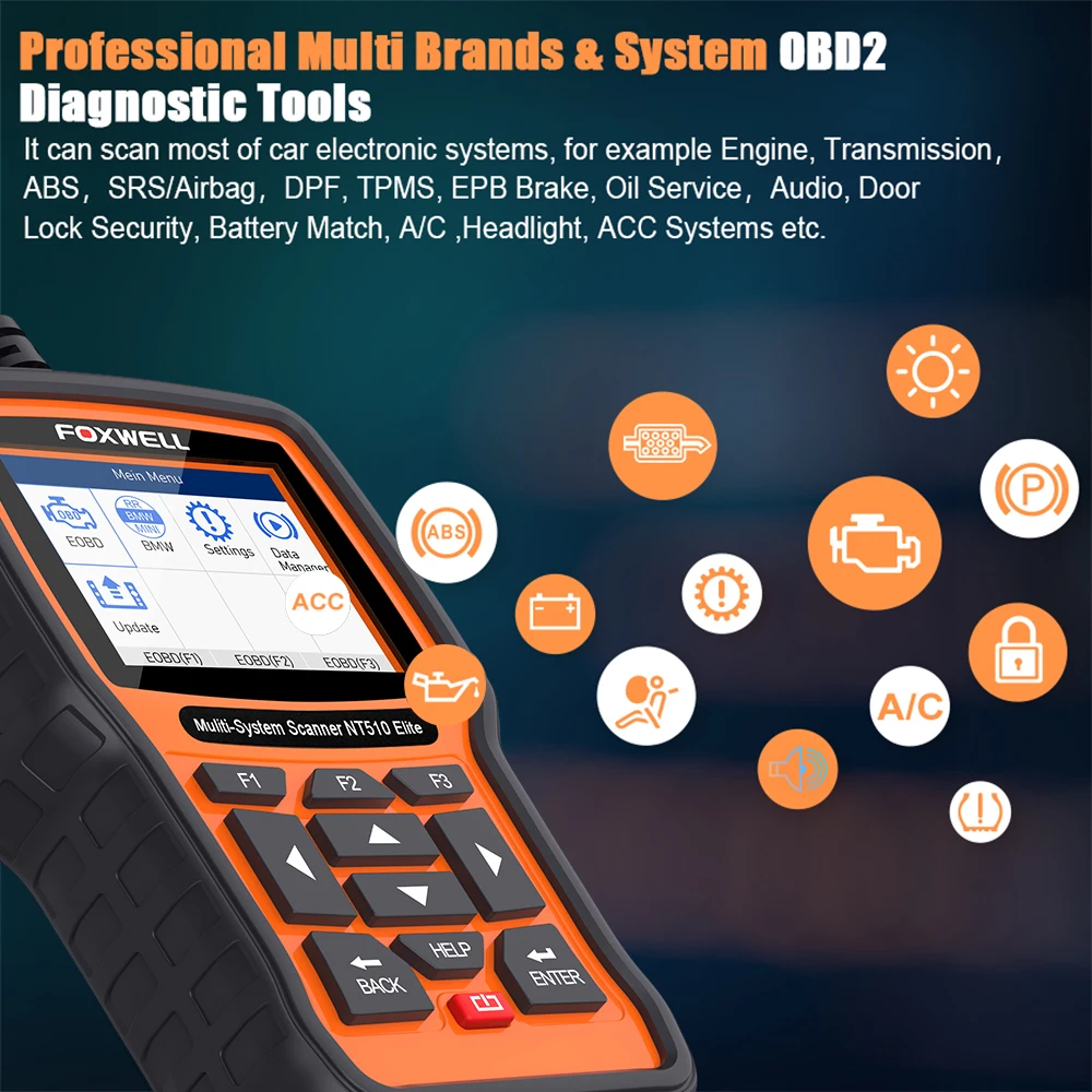 US $129.00 2021 OBD2 Scanner FOXWELL NT510 Elite SRS ABS EPB DPF Oil Reset Full System ODB2 Automotive Scanner Car Diagnostic Tool