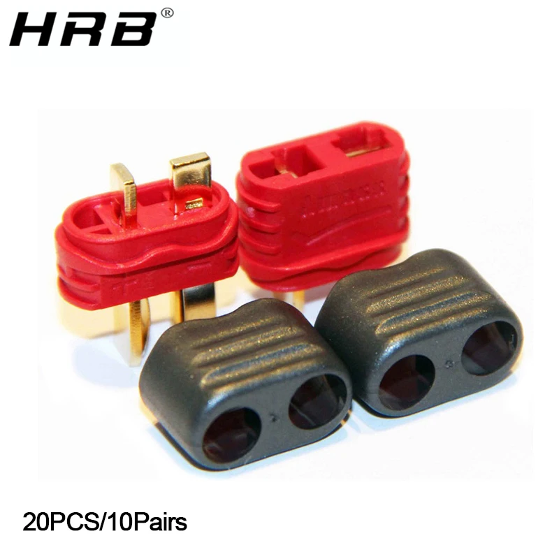20PCS Amass T Plug Deans Female Male Connectors 2 Pin Brass Bullet with Sheath Cover 10Pairs T-Plug For Lipo Batteries RC Parts
